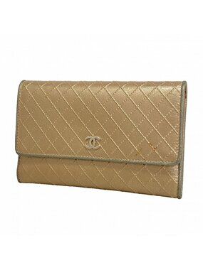 Chanel Coin Case Bicolor Leather Beige Gold Silver
